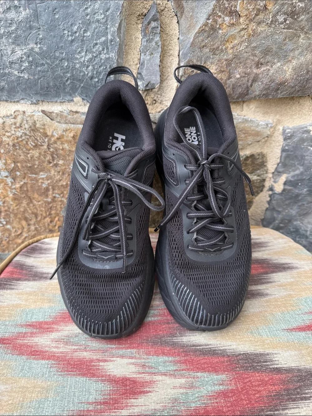 Hoka One One Men's Bondi 7 Sneaker Shoes in Black Size 7